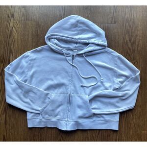 Cropped Oversized White Streetwear Zip Hoodie <3